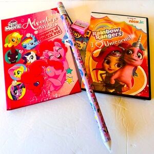 My Little Pony Book and Pencil Gift Set, with Rainbow Rangers DVD NWT